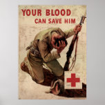 Red Cross Your Blood Can Save Him posters