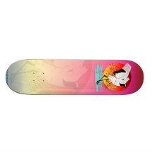 Red Crowned Crane and Setting Sun Skateboard