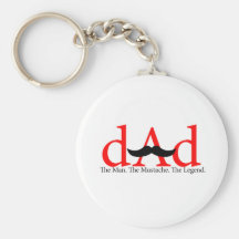 Red Dad Moustache Key Chains