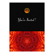 RED DAHLIA, AGATE   bright  black Custom Invitation