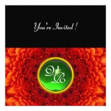 RED DAHLIA,EMERALD,bright green black yellow Personalized Announcement