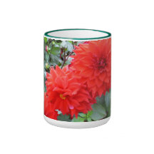 red dahlia mug