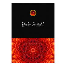 RED DAHLIA, RUBY,   bright  black Invitations