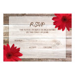 Red Daisy Barn Wood Wedding RSVP Response Card Invitations