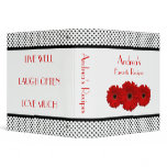 Red Daisy Black and White Polka Dot Recipe Binder