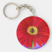 Red Daisy Gerber Flower Painting Art - Multi Keychain