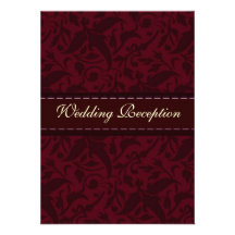 Red damask brocade Wedding Reception Custom Invitation