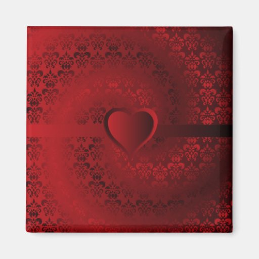 Red damask heart magnets