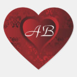 Red Damask heart Sticker
