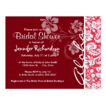 Red Damask Pattern; Aloha Post Cards