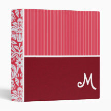 Red Damask Pattern Binder