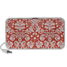 Red damask pattern portable speakers