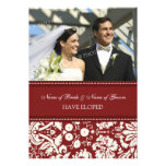 Red Damask Photo Elopement Announcement Cards