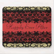 Red Damask Wedding Mouse Pad