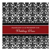 Red Damask Wedding Vow Renewal Invitations