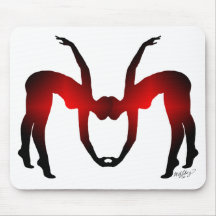 Red Dancers Bent Head to Head Illusion Mouse Pad