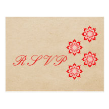 Red Daring Floral Blooms RSVP Postcard