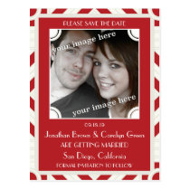 Red Deco Save the Date Photo Postcard postcards