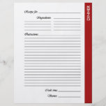 Red DINNER 2-sided Recipe Pages Personalized Flyer