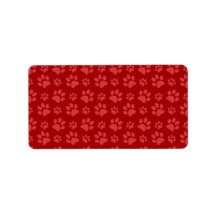 Red dog paw print pattern address label