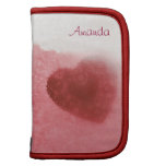 red doily hearts on pink texture planner
