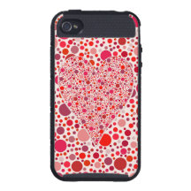 Red dots mosaic Heart Shape pink polka dots