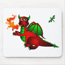 Red Dragon and Dragonfly Mousepads