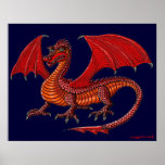 Red dragon art poster posters