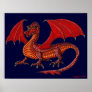 Red dragon art poster