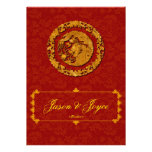 Red dragon double happiness traditional RSVP card