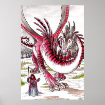 Red Dragon in Thawing Snow Print