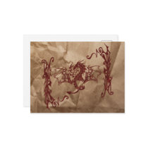 Red Dragon on a Crushed Brown Paper Postcard