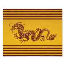 Red Dragon on Gold with Stripes Photo