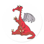 Red Dragon Round Stickers