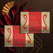 Red Dragon Wedding  Reception Card and Directions Business Card Templates