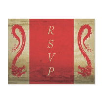Red Dragon Wedding RSVP Postcard