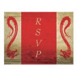 Red Dragon Wedding RSVP Postcard