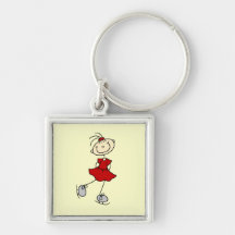 Red Dress Figure Skater Tshirts and Gifts Key Chains