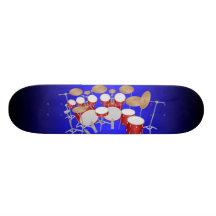 Red Drum Kit Illustration: Custom Skateboard