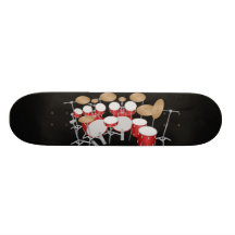 Red Drum Kit Illustration: Custom Skateboard