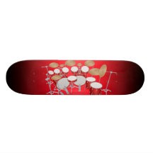 Red Drum Kit Illustration: Custom Skateboard