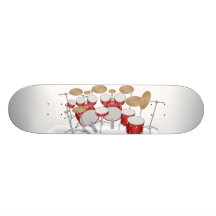 Red Drum Kit Illustration: Custom Skateboard