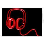 Red Earphones Greeting Cards