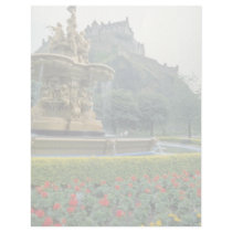 Red Edinburgh Castle, Scotland flowers Letterhead Template