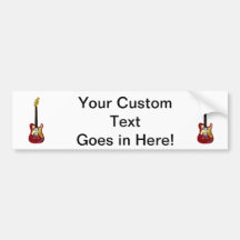 Red electric guitar yellow fizzle headstock bumper stickers