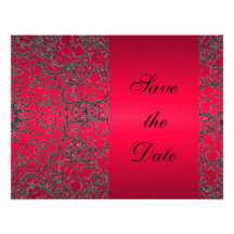 Red Elegant Modern Country Lace Save the Date Invite