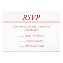 Red Event RSVP, Reply or Response Card