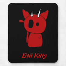 Red Evil Kitty Mousepad