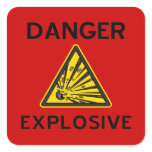 Red Explosive Warning Sign Sticker