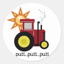 Red Farm Tractor T-shirts and Gifts Round Stickers